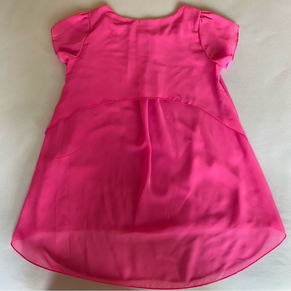 no brand layered bubblegum pink poly chiffon hi/lo top / size medium - Picture 2 of 4